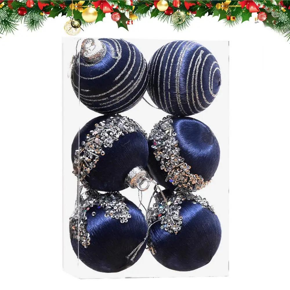 6pcs Foam Velvet Christmas Balls Shatterproof Christmas Tree Pendant  Hotel Office Decor