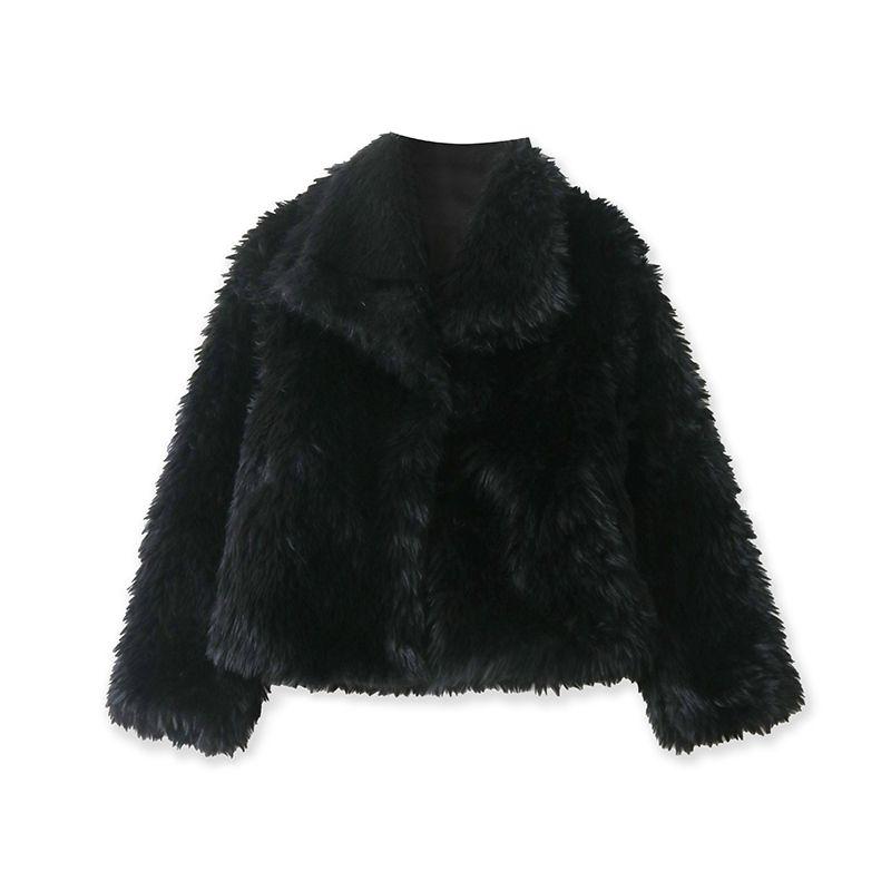 Faux Fur Coat Winter New Arrival Foreign Trade Women's Clothing Younger Fashion Lapel One Button Long Sleeves Coat 27423