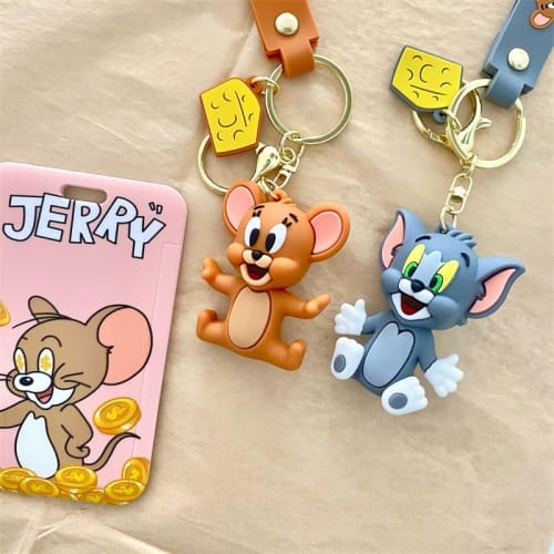 Tom and Jerry Long Rope Canvas Pass Case, IC Card Case, Pass Card Holder, Meal Card Holder, Bus Card Holder, Campus Access Card Holder, Commuter Pass