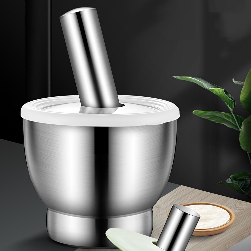 1pc Heavy Duty 304 Stainless Steel Manual Herb , Spice Grinder , Double Layer Thickened Design with Central Pestle ,Bowl, Non Slip Base for Garlic
