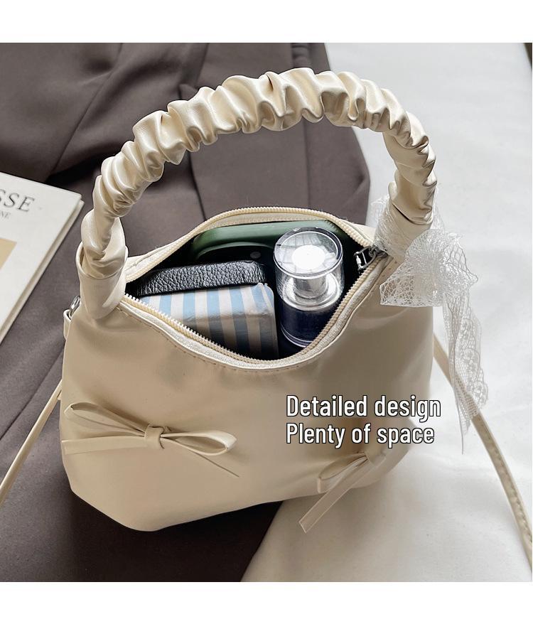 Women's Korean Pearlescent Bow Handbag - Crossbody & Small Tote for Commuting