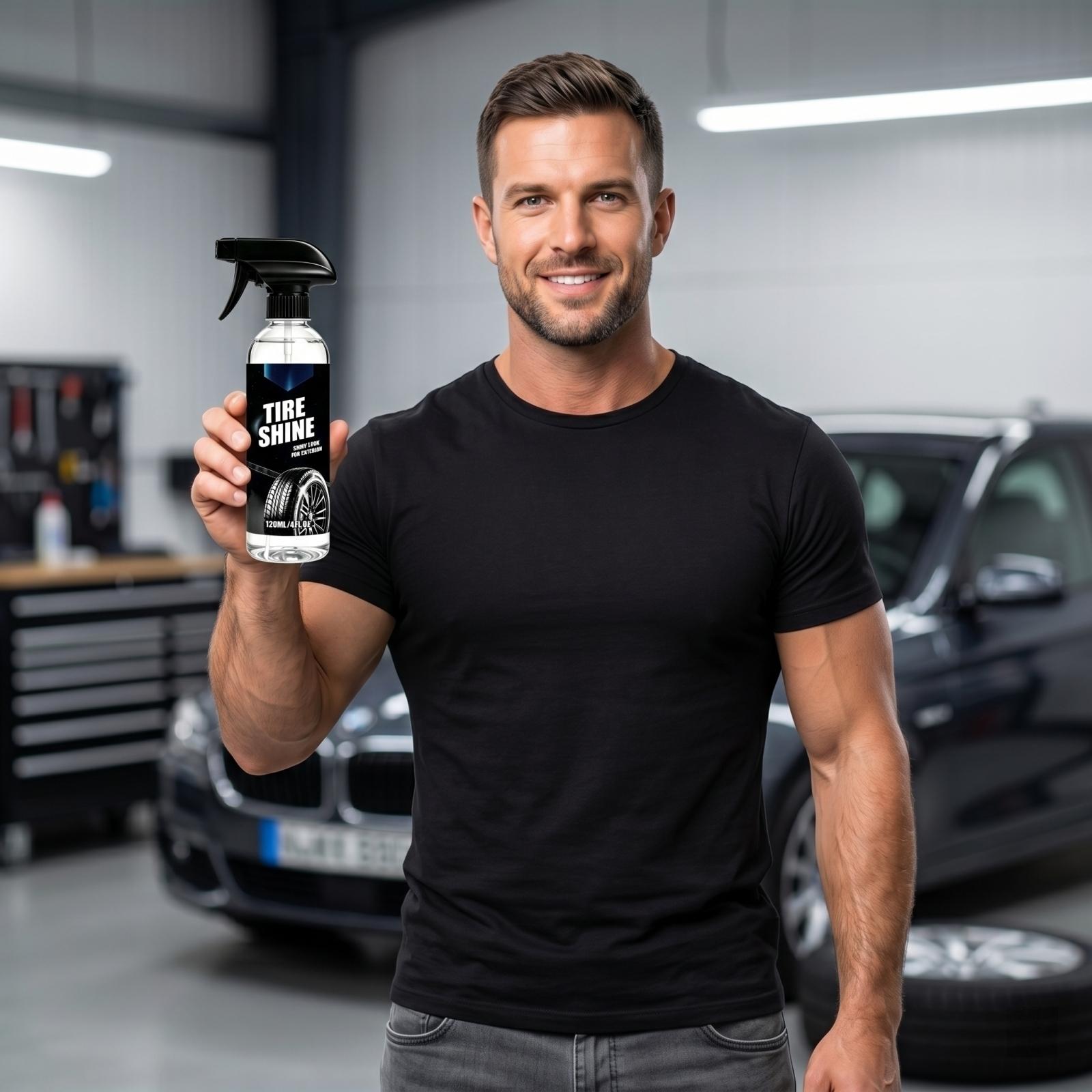 Tire Shine Spray 120ml Exterior Tire Dressing for Vehicle Rubber Protection and Shine Enhancer with Easy Spray Trigger Bottle One Size
