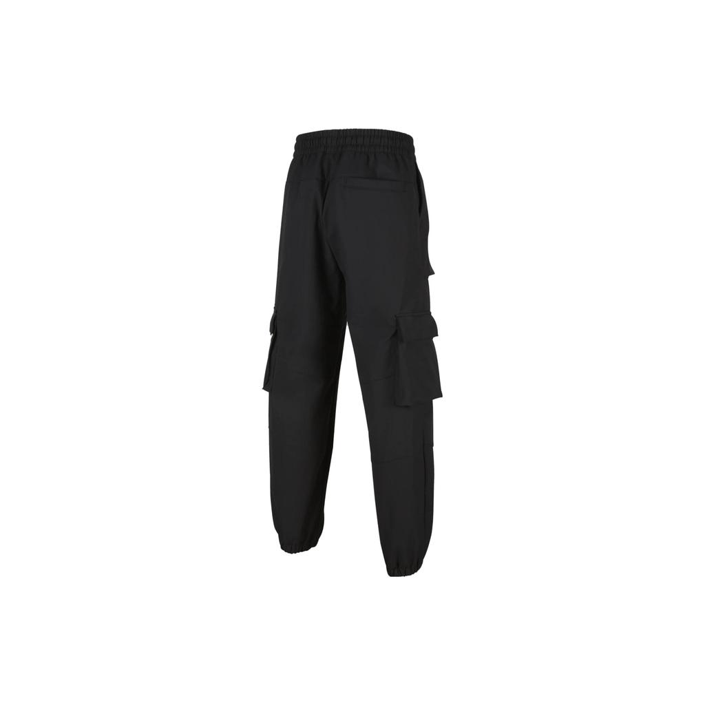 Jordan Solid Color Multi-Pocket Drawstring Cuffed Knit Sports Pants Kids Bottoms Black FZ1966-010