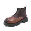 Men's Plus Size Thick-Soled High-Top Leather Boots, Pointed Toe, Zipper, 2025 Autumn/Winter Collection.