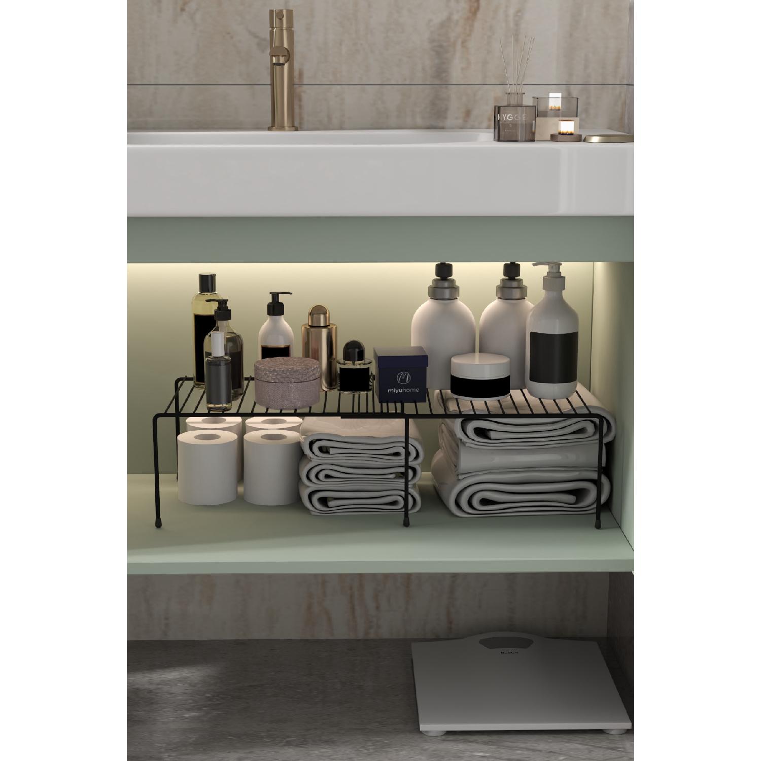 

Расширяемая полка, регулируемый органайзер для шкафа, органайзер для кухни, органайзер для ванной комнаты чёрный