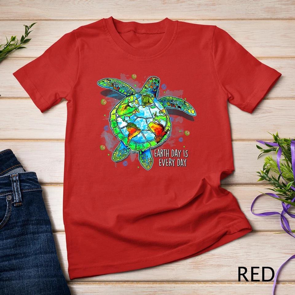 Earth Day Is Every Day Funny Sea Turtle Animal Saving Earth Unisex T-shirt 5 XL