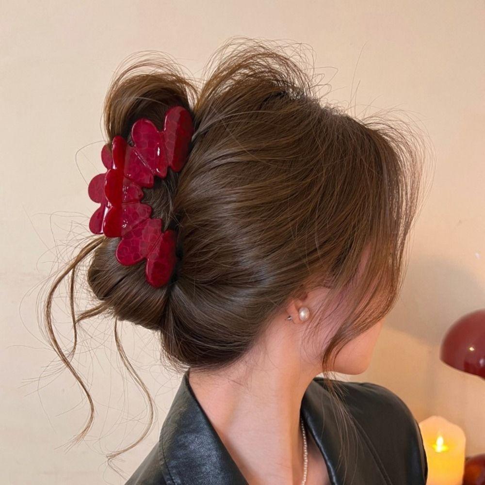 

Wavy Edge Acetate Petal Hair Clip Non Slip Ponytail Catch Clip Acetic Geometric Hairpin Wedding золотий