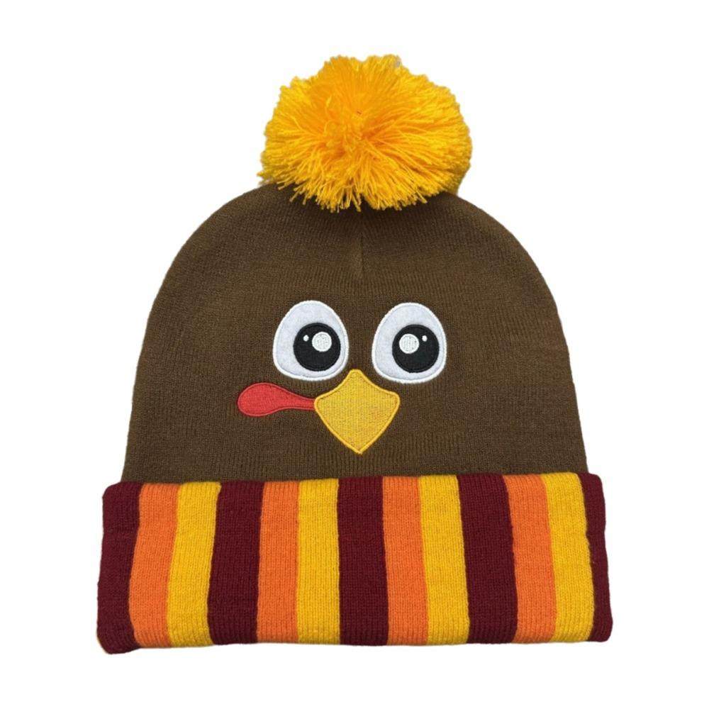 Acrylic Knitted Beanie Hat Warm Embroidered Beanies Funny Thanksgiving Hat  Themed Party