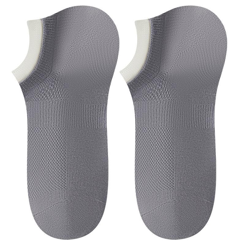 Male Summer Thin Solid Color Does Not Fall with Non Slip Anti Pilling Breathable Anti Odor Invisible Short Cotton Socks