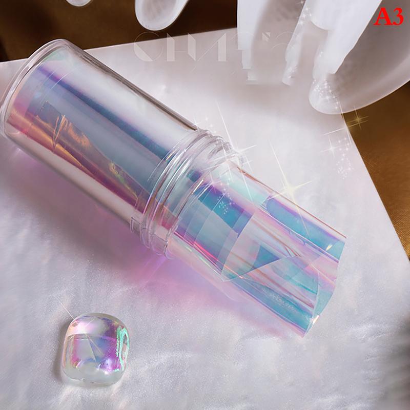 Nail Art Aurora Ice Cube Cellophane Large Colorful Transfer Paper Laser Sticker