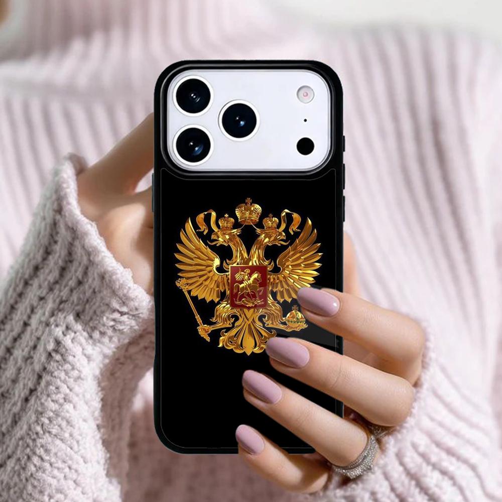 Russian Coat of Arms Phone Case For Apple iPhone 17 Air 16E 15 14 Plus 13 12 11 Pro Max Mini Funda Cover