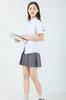 School Short Square Shirt With Pocket [Sharphon] Girls' Shirt, Sleeve, Collar, Plain, Cotton, Top,