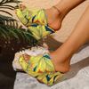 Colorful Graffiti Wedge Heel Sandals for Women Summer Peep Toe Chunky Platform Slippers Woman Thick Bottom Beach Sandals