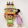 Gongxun Birthday Aluminum Foil Balloon, Children's First Birthday Party Decoration, Birthday Photo Scene Decorations, Teddy Bear