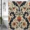 Vintage European Floral Shower Curtain, Bathroom Decorative Shower Curtain, Waterproof Shower Curtain with Hooks