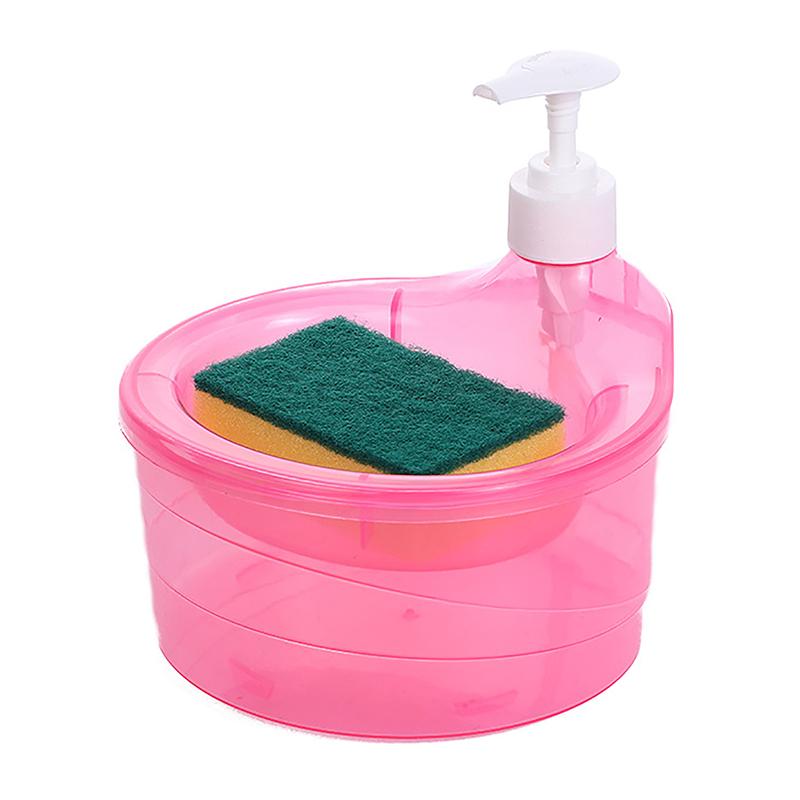 Soap Dispenser and Scrubber Holder Multifunctional Dishwashing Container 1000ml Manual Sink Dish Washing Soap Dispenser