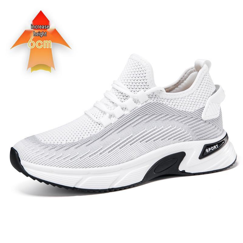 Men s Fly-knit Mesh Lightweight Walking Shoes - Invisible Height Boost Sneakers for Summer and Outdoor Sports 37