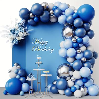 102Pcs Blue Balloon Arch Set Royal Blue and Navy Blue Metallic Balloons for Birthday Wedding and Graduation Party Decorations
