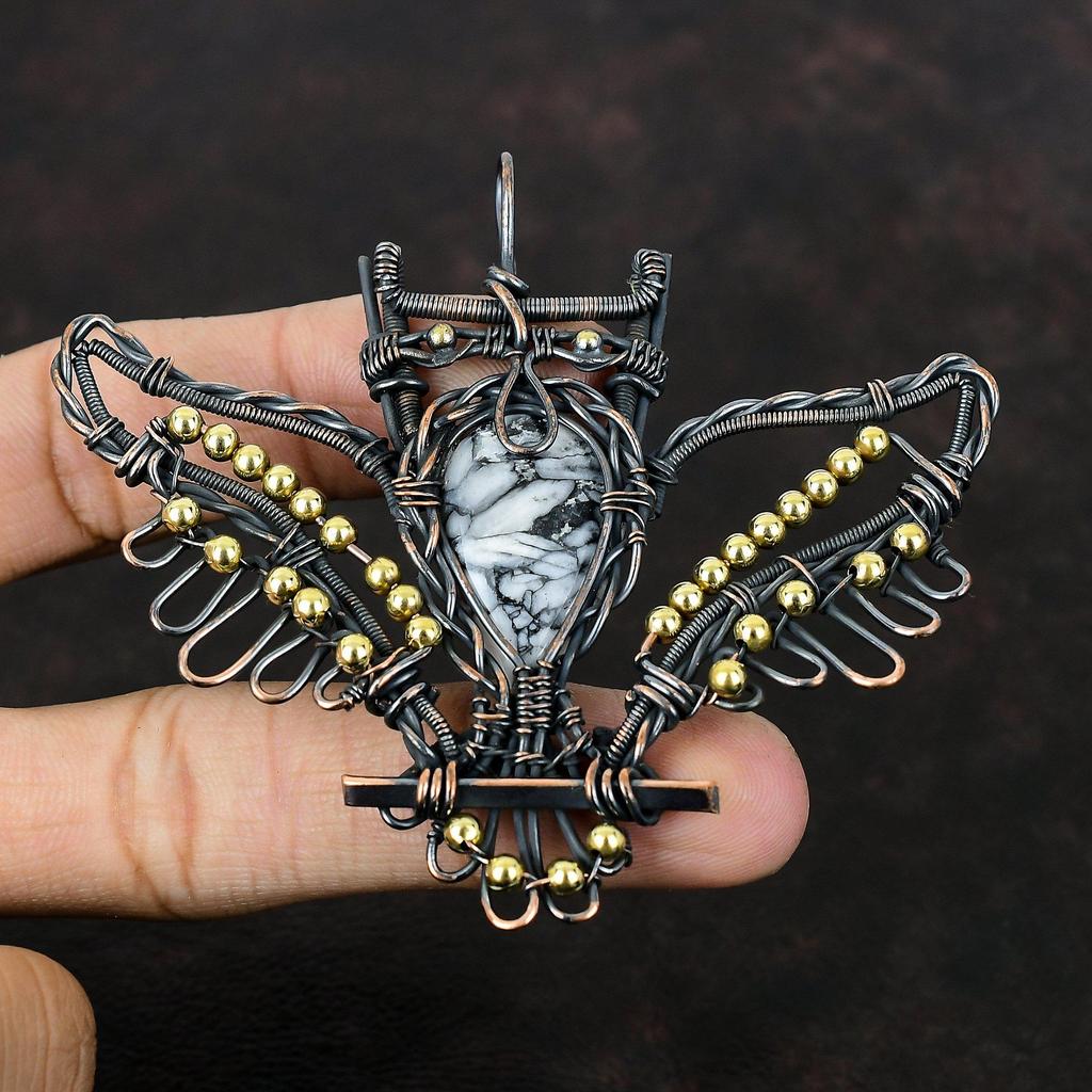 Pinolith Jasper Pendant Copper Wire Wrapped Pendant Handmade Copper Jewelry Awesome Gemstone Pendant Gift For Women Wire Wrapped Owl Jewelry