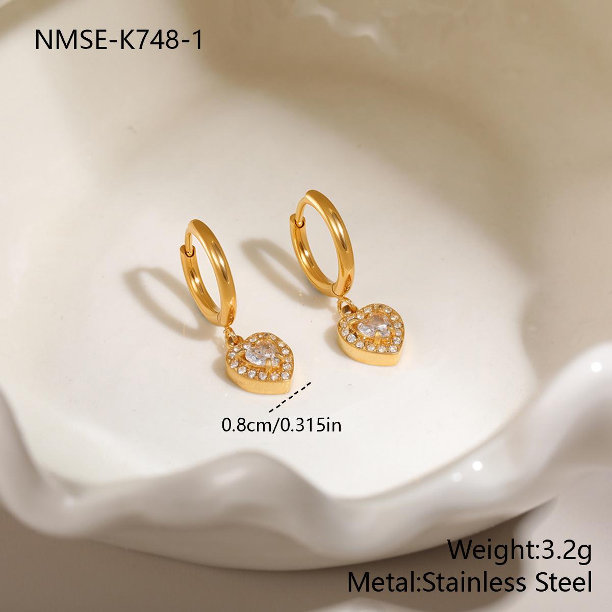 GEMCHIC Women s Heart Shape Cubic Zirconia Stainless Steel Earrings Fashion Elegant Versatile Titanium Steel Ear Jewelry