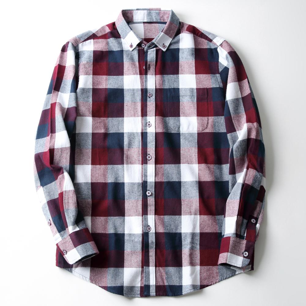 

Men s Casual Slim-fit Long Sleeve Buffalo Plaid Checkered Flannel Shirts with Pocket Button Down 100% Cotton Menswear Clothing 44