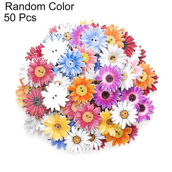 

50/100Pcs Marguerite Shape Holes Wooden Buttons DIY Scrapbook Sewing Accessory 50pcs