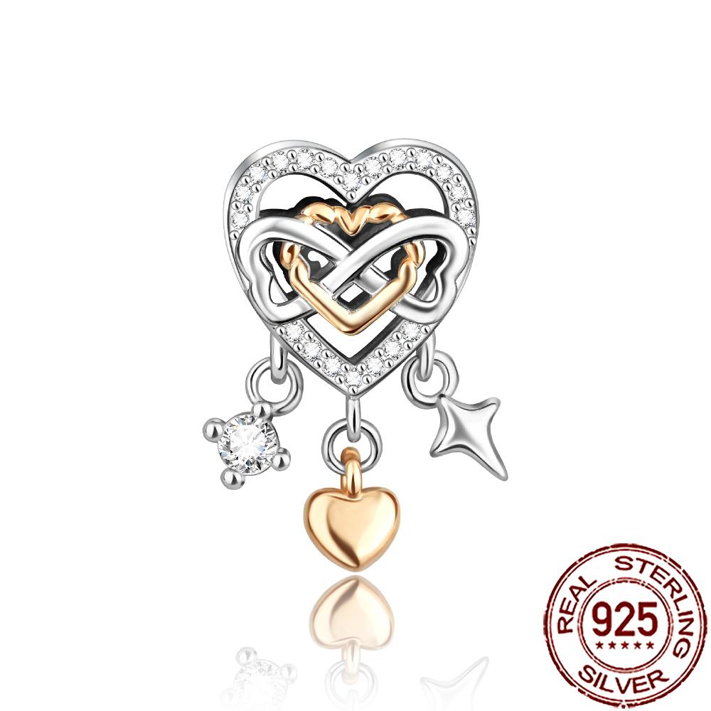 New Charms Copper Sparkling Mum Mother Family Love Heart Beads Fit Original Bracelet Necklace Diy Jewelry