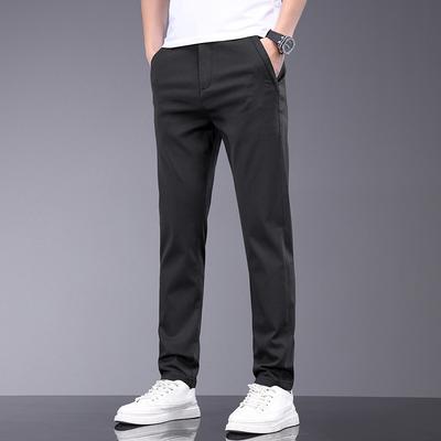 Summer Men's Casual Pants Fashion Thin Soft Breathable Elastic Business Slim Straight Trousers