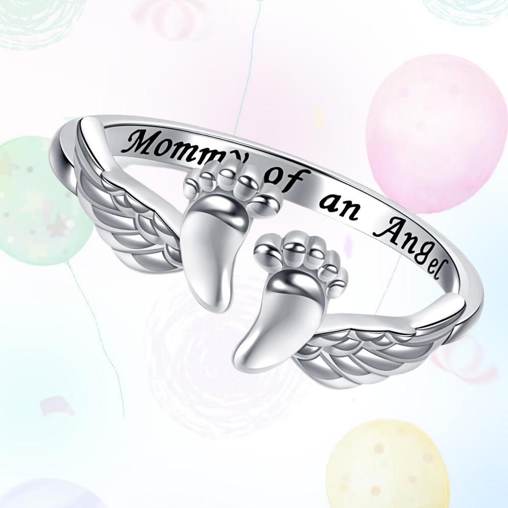 Neuer grenzüberschreitender Engelsfingerring: Süßer, eleganter, warmer Schmuck mit Babyfußabdrücken für Frauen.
