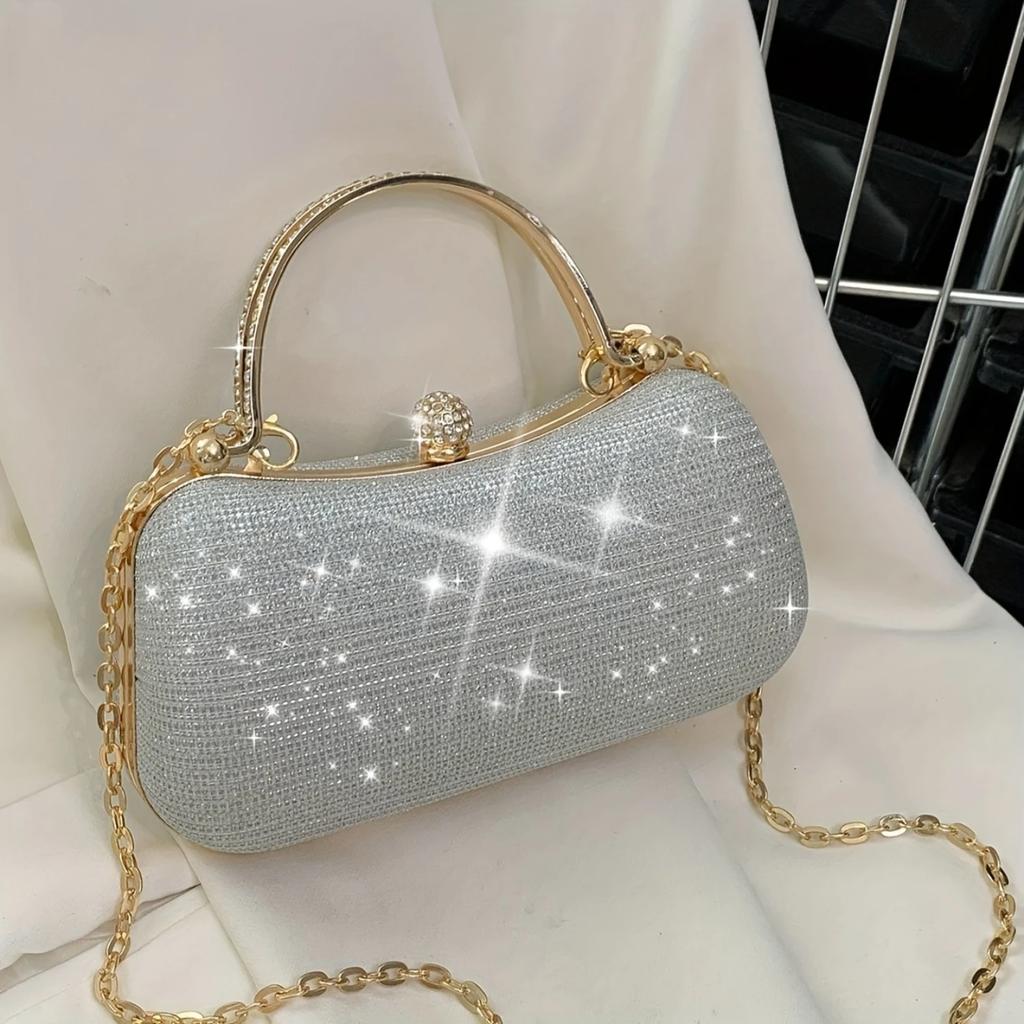 1pc New Fashion Chain Handbag Banquet Bag Shoulder Slung Small Bag Unique Handbag Gold Bag Dinner Bag Storage Bag