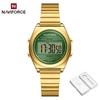 Naviforce Original Women Digital Watch Stainless Steel Strap Waterproof Calendar Chronograph Night Pattern Lady Girl Casual Fashion Watch NF5066