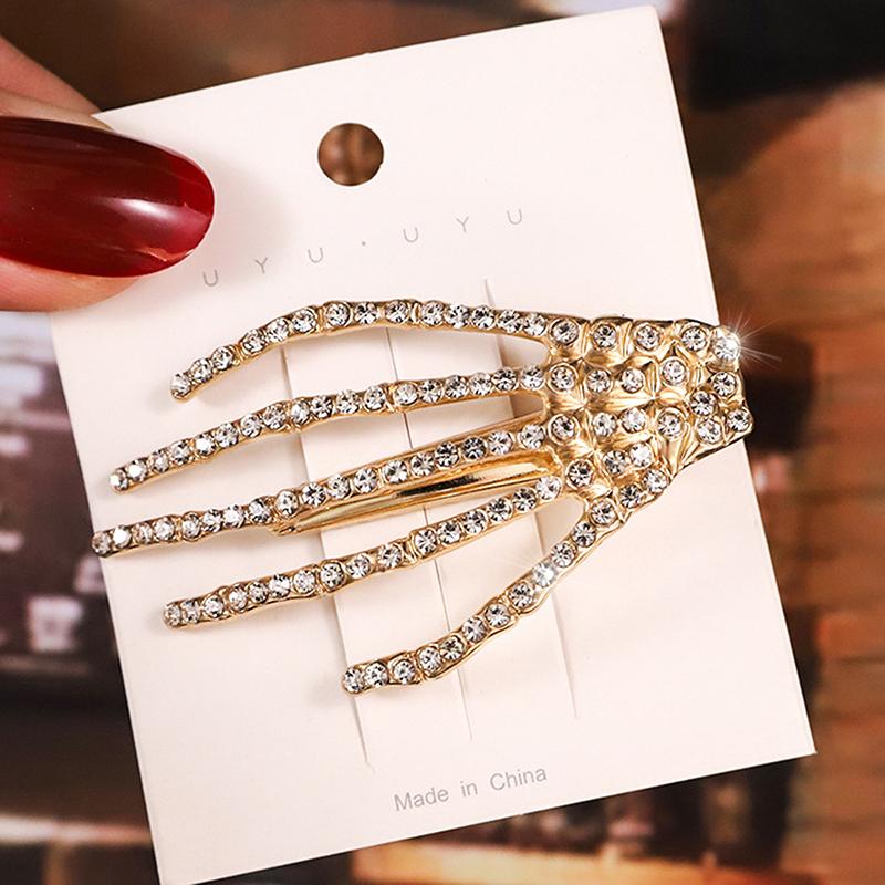 1Pc Punk Style Skull Claw Hand Bone Hair Clips Alloy Hairpins Headband Barrettes