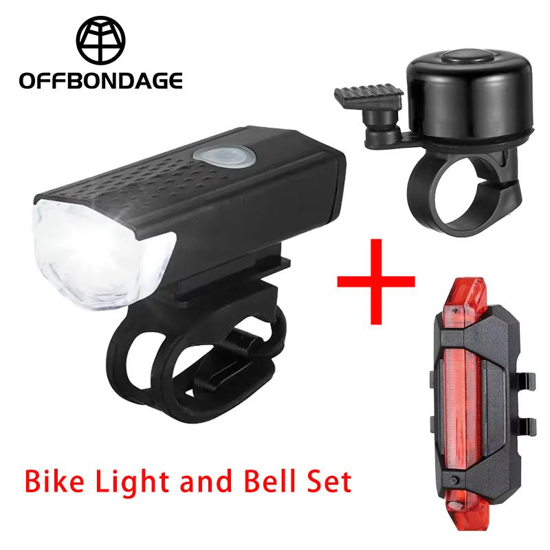 Bike Light Bicycle Bell Alloy MTB Front Light Tail Light Safety Cycling Handlebar Horn Headlight Cycling Kits Bike Accessories чёрный