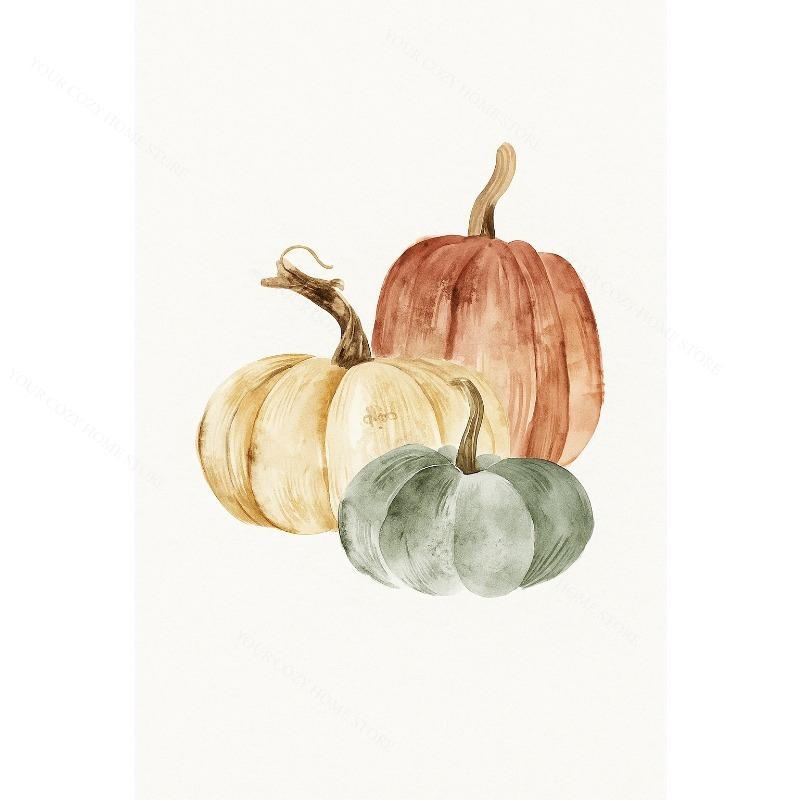 Terracotta Fall Pumpkin Canvas Gallery Wall Prints Autumn Maple Leaf Wheat Wall Art Farmhouse Thanksgiving Home Decor Gift