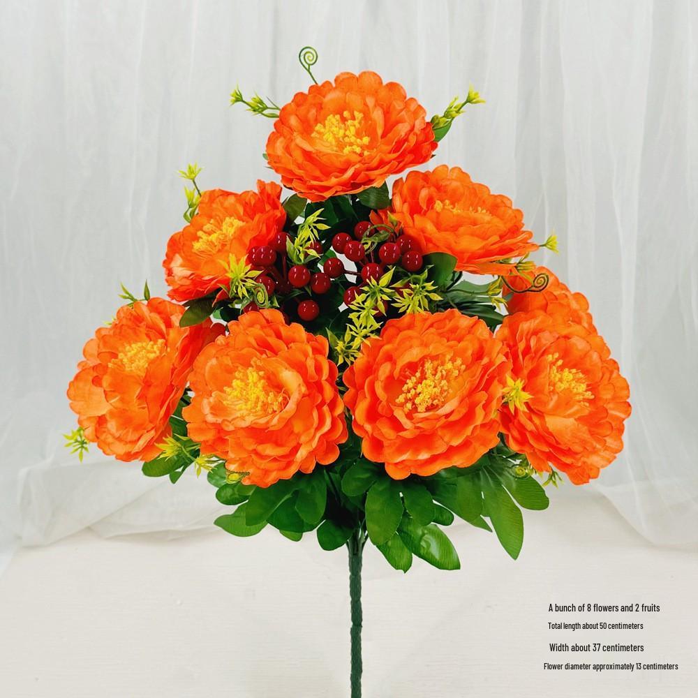 Curly Edge Red Rose Bouquet - 6 Head Artificial Silk Flowers for Living Room Decoration