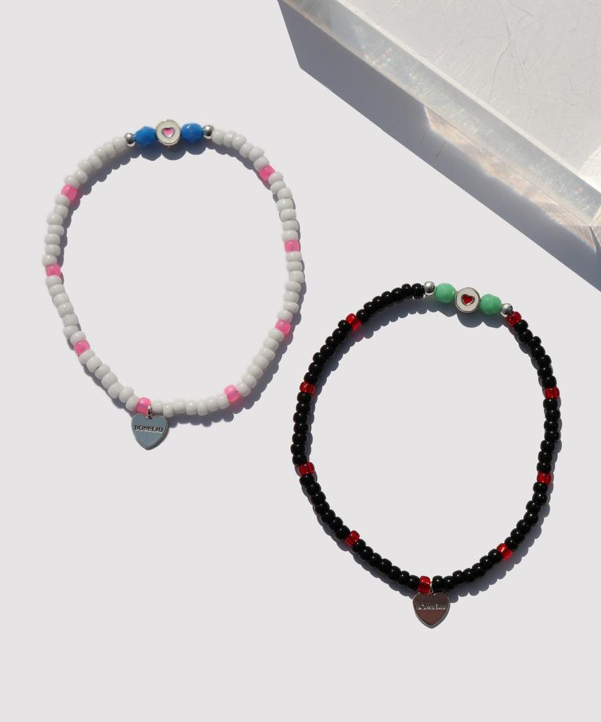 Bonbeau Soul Heart Charm Glass Beads Bracelet Colored Heart Charm Point Glass Beads Bracelet