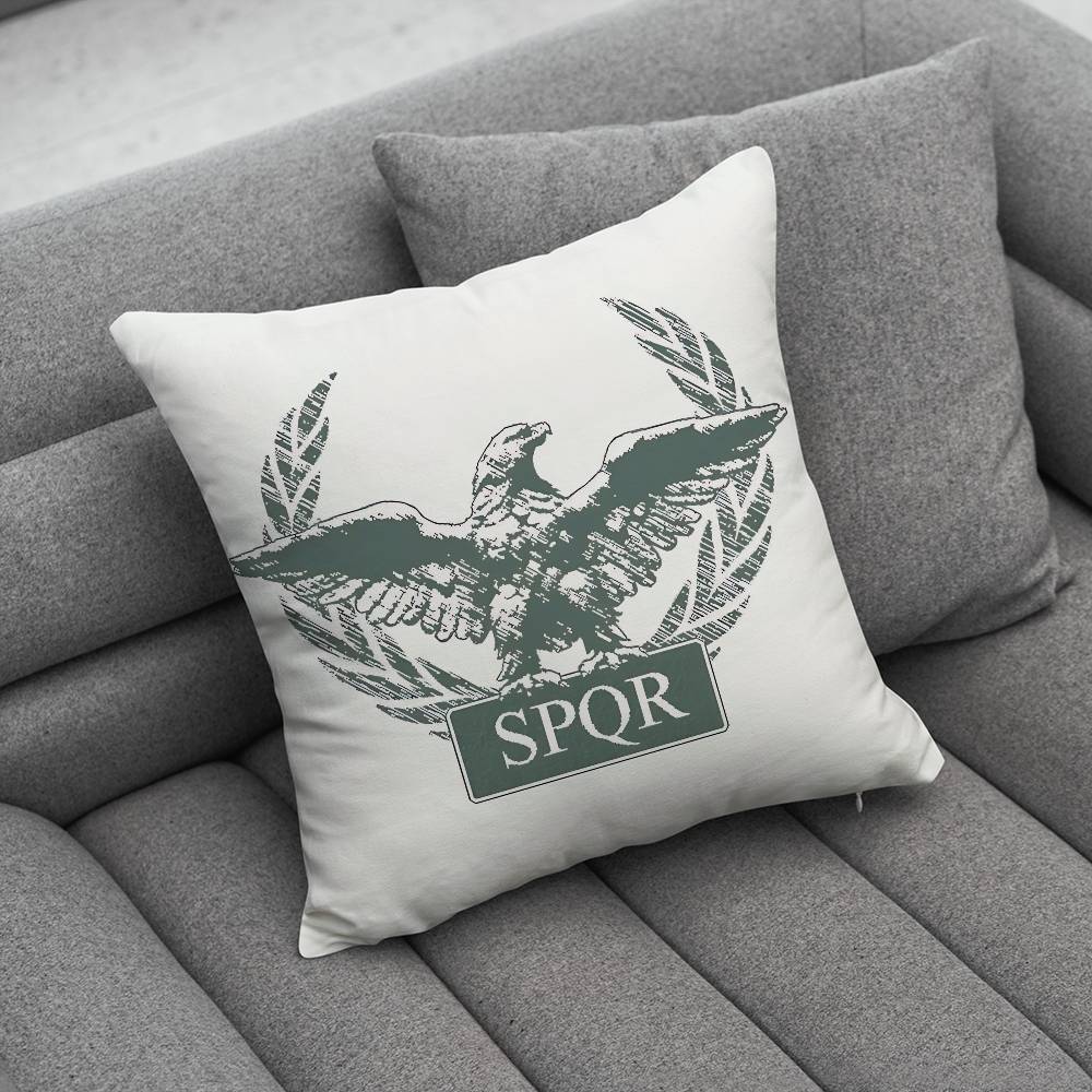 Retro Spqr Roman Empire Pillow Case Antidustmite Pillowcase Invisible Zipper Silky Short Plush Sofa Cushion Cover