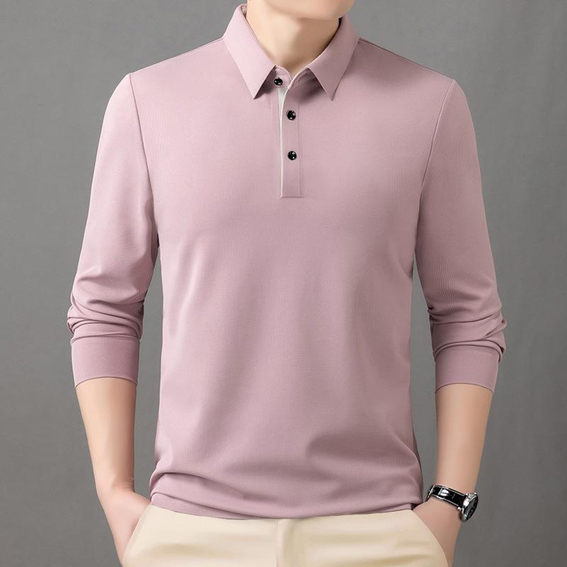 Men's Polo Shirt Men's Lapel Long-sleeved T-shirt Men's High-end Basic Bottoming Shirt Men's Clothing