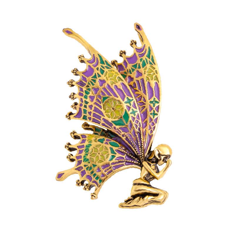 Diamond-encrusted butterfly wings beauty brooch, rhinestone brooch, dripping oil women s coat accessories pin, alloy pin