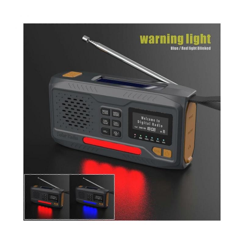 Rádio DAB Externo Alto-falante Power Bank Rádio de Emergência com Manivela Alimentado por Energia Solar WR-6B