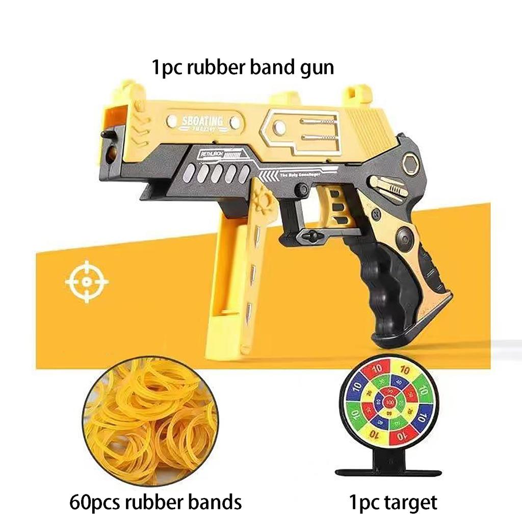 Large Flip Rubber Band Pistol Submachine Gun Children's Toys To Eat Chicken Harmless Rubber Band Pistol 60 Rubber Bands.