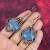 Aquamarine earrings copper wire wrapped earring handmade copper jewelry natural gemstone earrings gifts for wife wire jewelry dangle earring