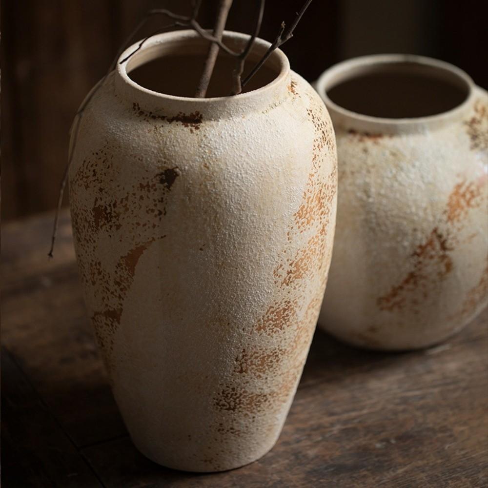 Wabi Sabi Style Ceramic Vase Decorative Unique Speckled Texture Flower Pot Classical Beauty Matte Texture Ceramic Flower Jars
