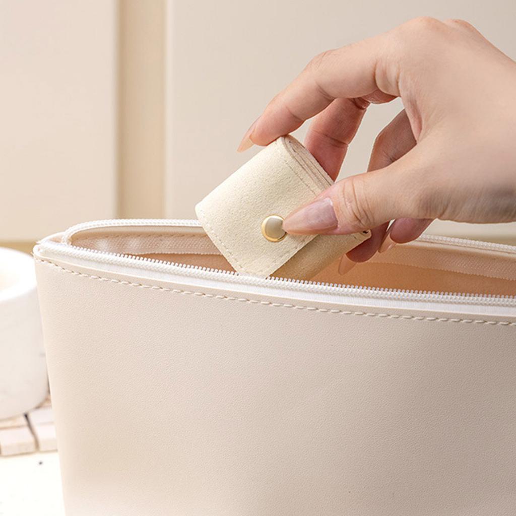 Faltbare Schmuck-Organizer-Tasche mit 4 Fächern für Ohrringe, Ringe, Reiseaufbewahrung, Mikrofaser-Lederetui
