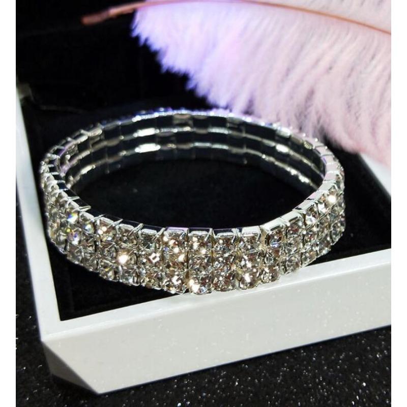 Silver Full Diamond Bracelet for Women's Fashion, Korean Version Simple and Versatile Diamond Bracelet