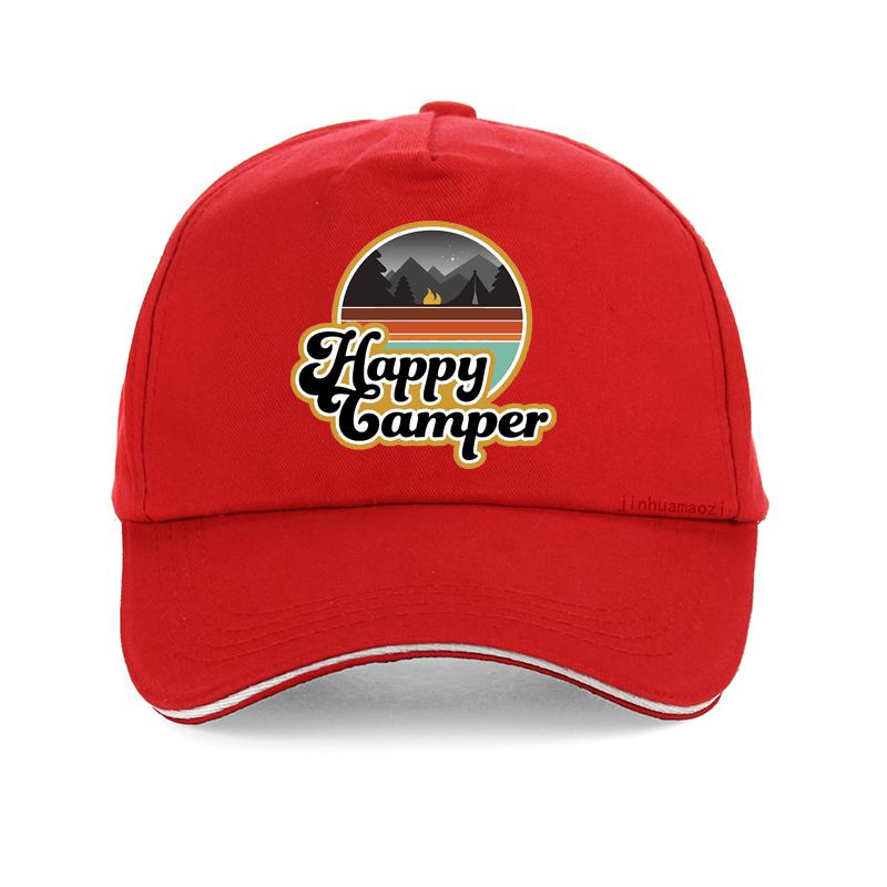 Happy Camper Cap Summer Camp Camping Unisex Women baseball cap Green Hiking Outdoor Sport  Trucker Cap