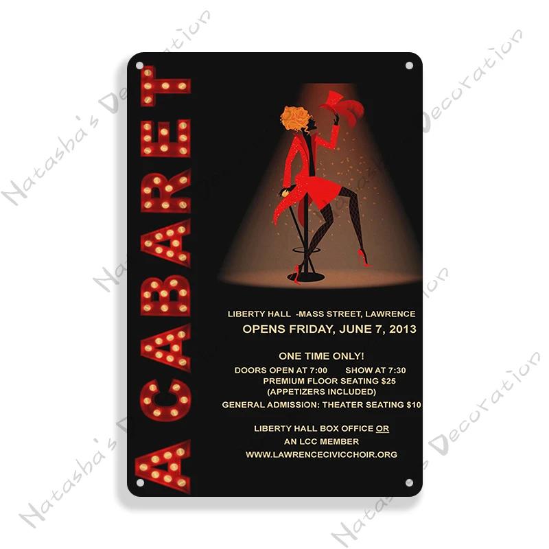 Cabaret Poster Music Movie Metal Sign Decorative Plate Home Restaurant Bar Club Wall Decor Vintage Metal Poster Industrial Decor