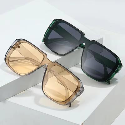 Retro Square One Piece Sunglasses Men Mirror Shades UV400 Flat Top Fashion Anti-Glare Sun Glasses for Driving Outdoor