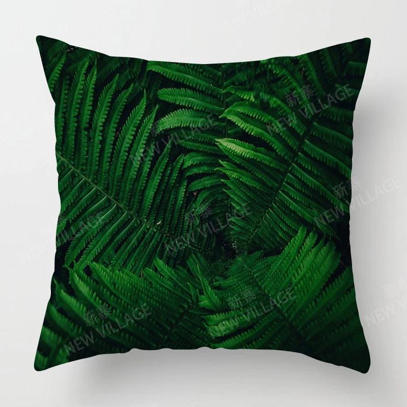Nordic Fall Home Decor Autumn Throw Pillow Case Sofa Cushion Cover Modern 45X45Cm 45*45 50X50 60X60Cm 40*40Cm Leaf Plant Green