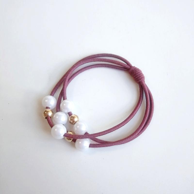 10pcs New Trendy Hair Accessories 3-Line 9-Pearl Elastic Ponytail Holder Popular Elastic Band for Women